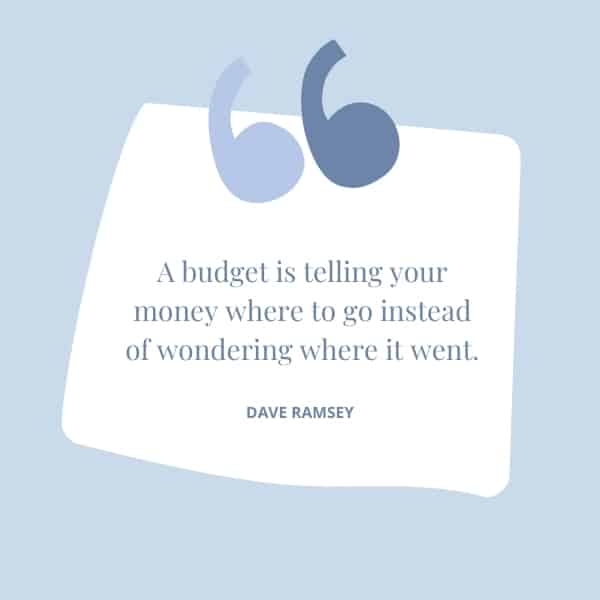Image of budgeting quote saying: "A budget is telling your money where to go instead of wondering where it went." - Dave Ramsey