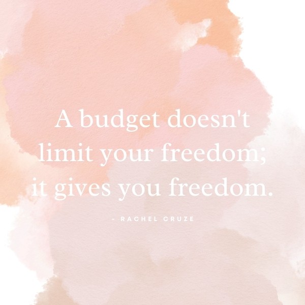 Image of budgeting quote saying: "A budget doesn't limit your freedom it gives you freedom." - Rachel Cruz